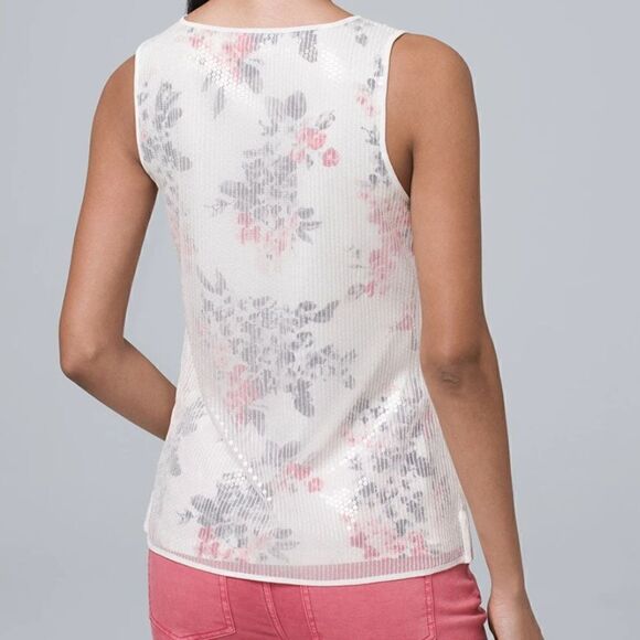 NEW White House Black Market Sequins Overlay Top.Size S - Picture 3 of 13